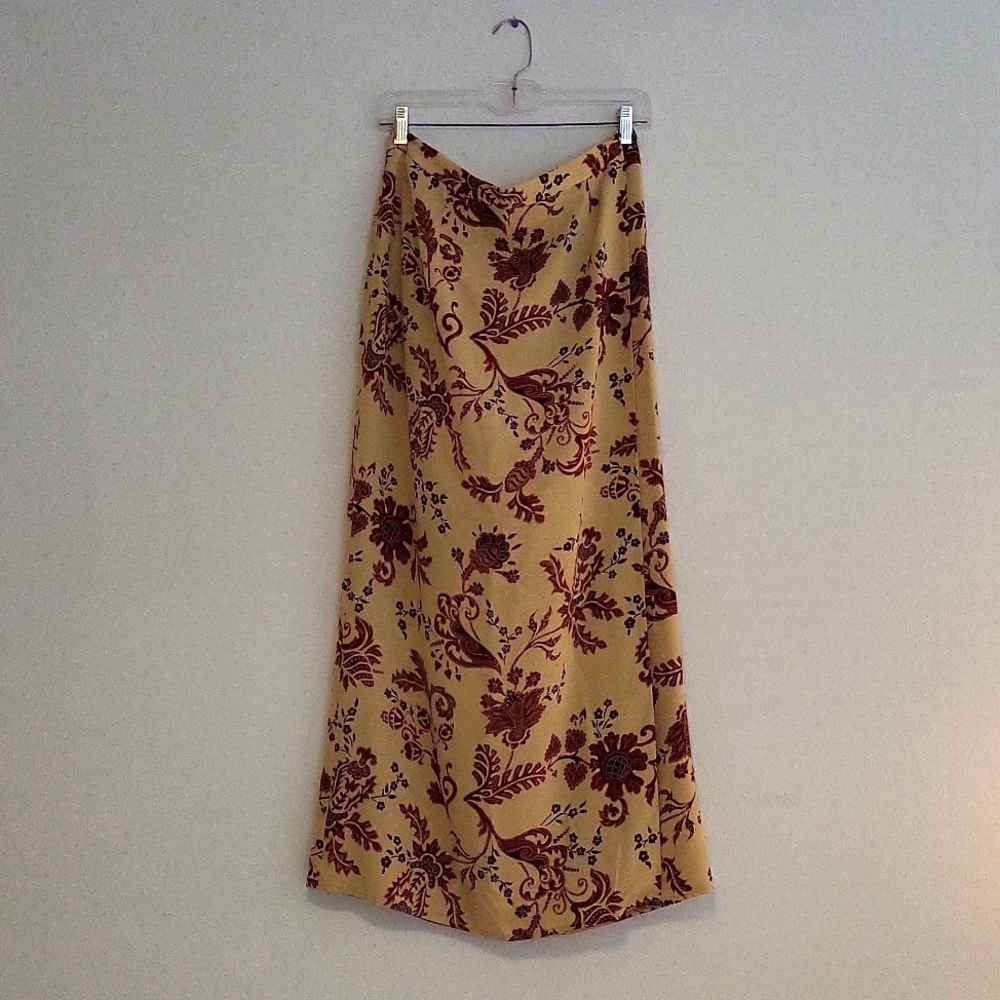 Vintage 100% Silk Floral Wrap Maxi Skirt